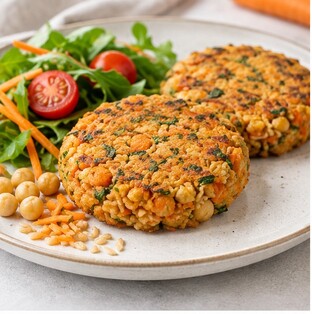 Burger di ceci riso integrale e carote