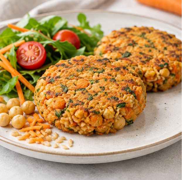 Burger proteici di ceci e zucchine