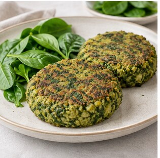 Veggie burger proteici agli spinaci