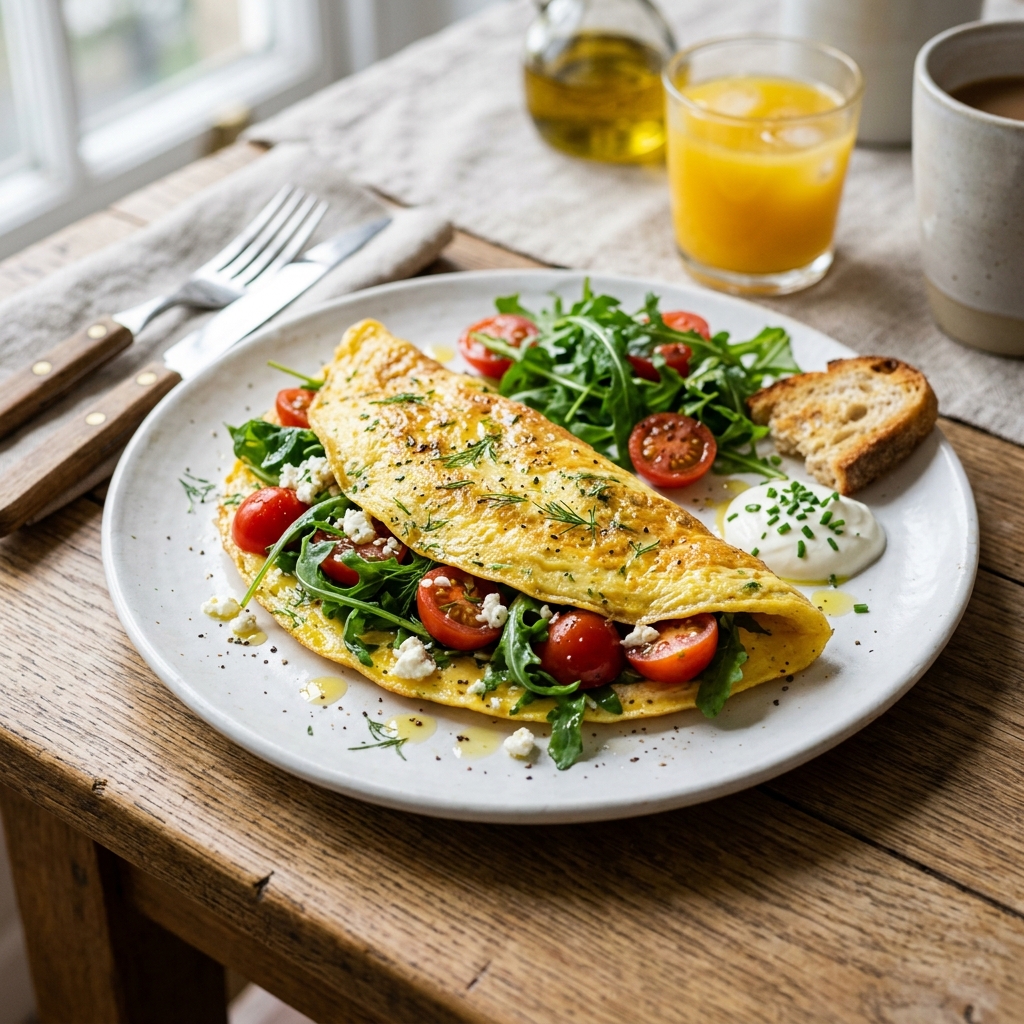 Omelette con Rucola e Pomodorini