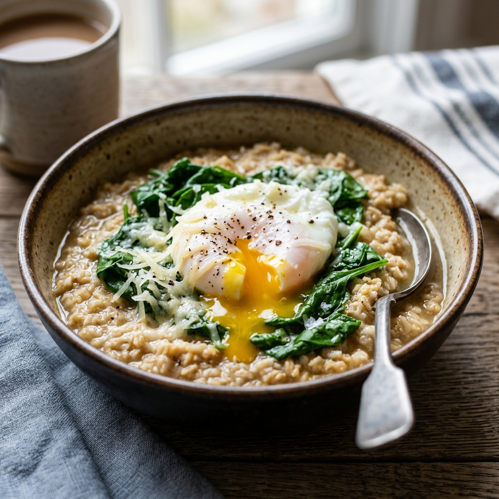 Porridge Salato con Verdure e Uovo