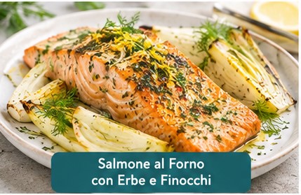 Salmone al forno con erbe e finocchi