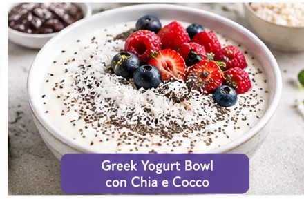 Greek yogurt bowl con chia e cocco